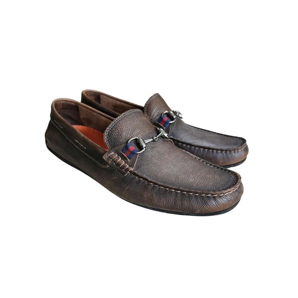 Martin Dingman Bermuda Pebble Grain Horse Bit Loafers Mens 10.5 Old Clay Classic